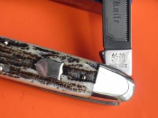 Bulldog Brand Celebrated Anglo Saxon Whittler Knife w Second Cut Stag Handles +Blade Etch -5 & 1/4"