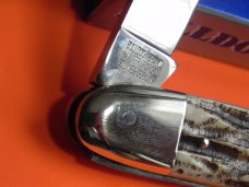 Bulldog Brand Celebrated Anglo Saxon Whittler Knife w Second Cut Stag Handles +Blade Etch -5 & 1/4"