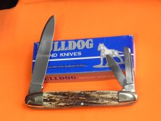 Bulldog Brand Celebrated Anglo Saxon Whittler Knife w Second Cut Stag Handles +Blade Etch -5 & 1/4"