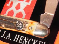 Vintage J A Henckels 3 Blade Whittler (HK-7-S) Pocket Knife w/ Great Stag Handles! Orig Box - NOS