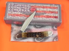 Case xx 1988 Single Blade Peanut (G6120 SS)  Pocket Knife with Greenish Bone Handles & -NOS & M/NM