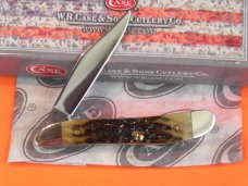 Case xx 1988 Single Blade Peanut (G6120 SS)  Pocket Knife with Greenish Bone Handles & -NOS & M/NM