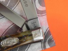 Case xx 1988 2 Blade Small Coke Bottle (G6225 1/2 SS) Pocket Knife w/ Greenish Bone Handles & NOS