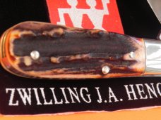 J A Henckels Hand Forged Barlow (HK16-S) with Super Gnarly Stag Handles -Hand Honed -NOS +Orig Box