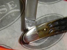 Case xx 1988 Single Blade Peanut (G6120 SS)  Pocket Knife with Greenish Bone Handles & -NOS & M/NM