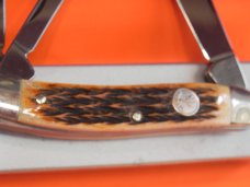 Vintage Boker Whittler Pocket Knife w/ Jigged Brownish Picked Bone Handles