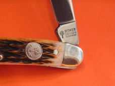 Vintage Boker Whittler Pocket Knife w/ Jigged Brownish Picked Bone Handles