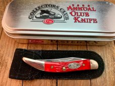 Case 2 Blade Small Texas Toothpick in Bright Crimson Red Jigged Bone 2009 CCC Junior Member Knife