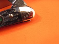 Vintage Boker Whittler Knife w/ Jigged Grey Picked Bone Handles & Blade Etching +Specail Shield