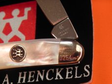Zwilling J A Henckels Premium 3 Blade Whittler pocket knife with FIERY Mother of Pearl Handles - NOS