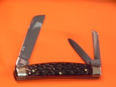 Battle Axe Hickey & Shouse" Bluegrass Beauty" Theme 3 Blade Whittler w/ Red Bone Handles +Blade Etch