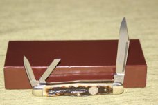 Vintage 1996 German Eye Whittler NKCA shield stag handles knife serial #485 NIB (#72)