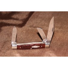 Vintage 1972 Case XX 6375 Stockman red bone knife (#141)