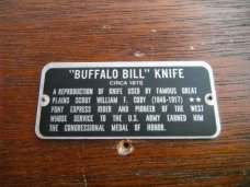 Buffalo  Bill Cody Comemrative Knife. Made by Carvel Hall, USA.  Nice Stainless Knife 15 3/4” Long