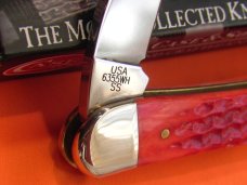 Case xx 2015 Wharncliffe Seahorse Whittler (6355wh ss) w Red Bone Handles & Green CCC Shield -NOS