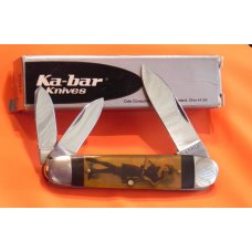 1980s Ka-Bar 3 Blade quotAerialquot Whittler Knife TT201 w 1950s Lady w Derlin Overlay Handles -NOS