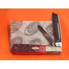 1987 Case xx Razor Knife w Great Red Pick Bone Handles MDL R62005 SS Fancy Scrolled Bolsters -NOS