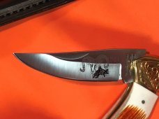 Vintage Parker IMAI K-116 Lockback Hunter Knife w Dall Sheep Blade Etching -Orig Sheath & Box -NOS