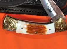 Vintage Parker IMAI K-116 Lockback Hunter Knife w Dall Sheep Blade Etching -Orig Sheath & Box -NOS