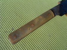 Large Antique Butcher Knife 18" OAL/12" Blade Horn scales Over 100 years old fixed blade knife Sharp