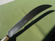 Large Antique Butcher Knife 18" OAL/12" Blade Horn scales Over 100 years old fixed blade knife Sharp