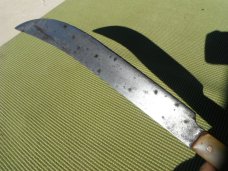 Large Antique Butcher Knife 18" OAL/12" Blade Horn scales Over 100 years old fixed blade knife Sharp