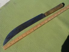 Large Antique Butcher Knife 18" OAL/12" Blade Horn scales Over 100 years old fixed blade knife Sharp