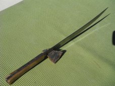 Large Antique Butcher Knife 18" OAL/12" Blade Horn scales Over 100 years old fixed blade knife Sharp