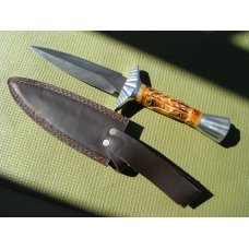 Custom Handmade Damascus Dagger fixed blade knife With leather sheath