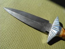 Custom Handmade Damascus Dagger. fixed blade knife With leather sheath