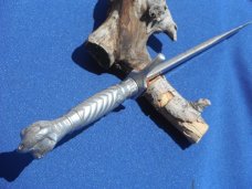 VINTAGE BALL & TALON HANDLED KORIUM DAGGER.  MADE IN SOLINGEN, GERMANY  W/ LEATHER SHEATH