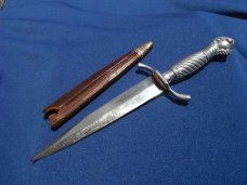 VINTAGE BALL & TALON HANDLED KORIUM DAGGER.  MADE IN SOLINGEN, GERMANY  W/ LEATHER SHEATH