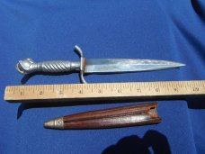 VINTAGE BALL & TALON HANDLED KORIUM DAGGER.  MADE IN SOLINGEN, GERMANY  W/ LEATHER SHEATH