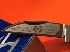 Vint HAND MADE Bulldog Brand 3 Blade Whittler w Brillitant Flashy Gold Lip Mother of Pearl Handles