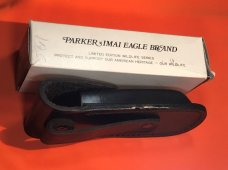 Vint Parker IMAI K-115 Large Lockback Hunter Knife w A Moose Blade Etching -Orig Sheath & Box -NOS