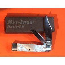 Vintage Ka-Bar 2 Blade Jack / GunStock Pocket Knife with Mother of Pearl Handles -NOS