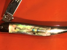 Schatt & Morgan Tiny ToothPick Knife Vibrant (Purple & Green) Black Lip Pearl Handles! NOS -1 of 600