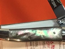 Schatt & Morgan Tiny ToothPick Knife Vibrant (Purple & Green) Black Lip Pearl Handles! NOS -1 of 600