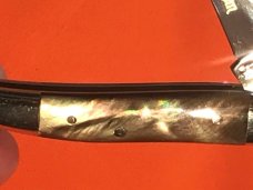 Schatt & Morgan Tiny ToothPick Knife Vibrant (Purple & Green) Black Lip Pearl Handles! NOS -1 of 600