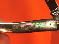 Schatt & Morgan Tiny ToothPick Knife Vibrant (Purple & Green) Black Lip Pearl Handles! NOS -1 of 600
