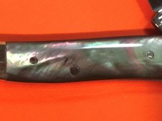 Schatt & Morgan Tiny ToothPick Knife Vibrant (Purple & Green) Black Lip Pearl Handles! NOS -1 of 600
