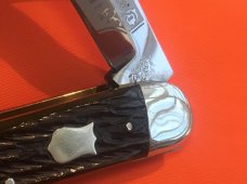 Bulldog Brand Whittler w/ Green Pick Bone Handles +Fighting Bulldogs Blade Etch & NOS