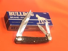 Bulldog Brand Whittler w/ Green Pick Bone Handles +Fighting Bulldogs Blade Etch & NOS