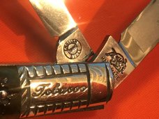 Vint Bulldog Brand HAND MADE 2 Blade "Virginia Bright Leaf" Tobacco Barlow w Green Pick Bone Handles