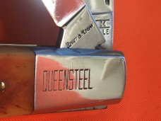 Schatt & Morgan (Queen) 2 Blade Razor Barlow Pocket Knife w/ Chestnut Bone Handles & Blade Etch -NOS