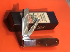 Schatt & Morgan (Queen) 2 Blade Razor Barlow Pocket Knife w/ Chestnut Bone Handles & Blade Etch -NOS