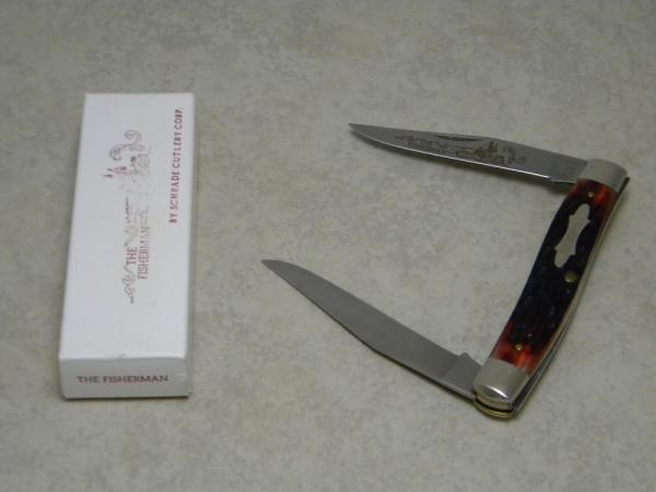 Schrade + USA TM-3 Red Bone "The Fisherman" Muskrat Knife in Box