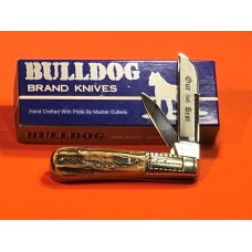 Vintage Bulldog Brand HAND MADE, 2 Blade "Our Best" Tobacco Barlow w/ Fantastic Deer Stag Handles