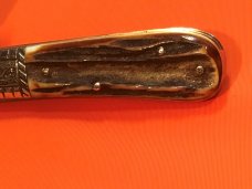 Vintage Bulldog Brand HAND MADE, 2 Blade "Our Best" Tobacco Barlow w/ Fantastic Deer Stag Handles