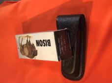 Vint Parker IMAI K-267 Lockback Hunter Knife w A Bison/Buffalo Blade Etching -Orig Sheath & Box -NOS